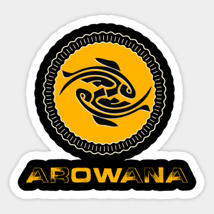 Arowana Asian Dragon Fish / Pisces Yin Yang Orange Style Sticker